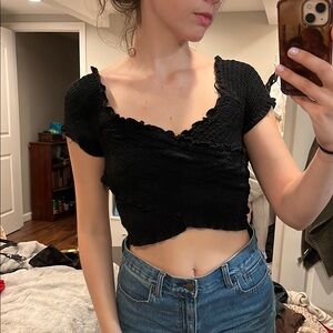 Black Ruched Crop Top